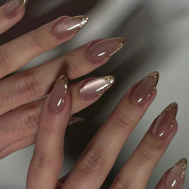 Pink Cat Eye French Almond Press-On Nails - 24pcs detail photo 8 - Press-On Nails at ShopKaar