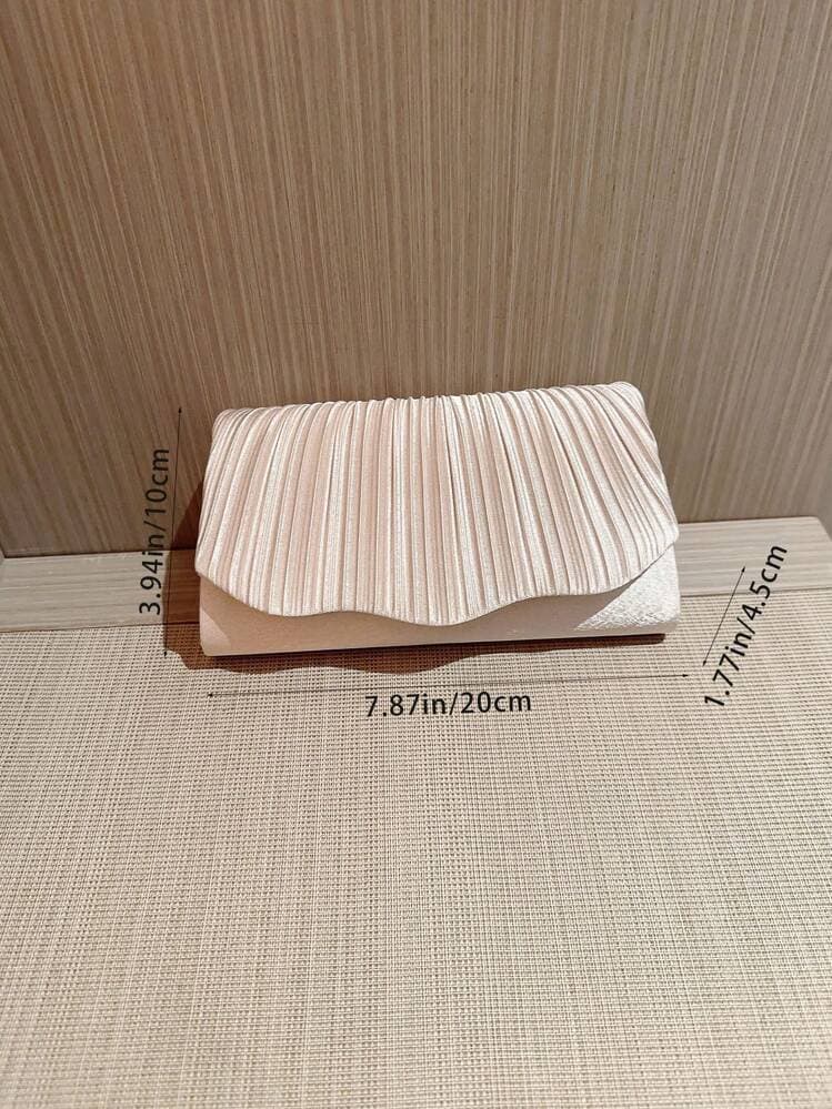 Moonlit Eve Pleated Satin Evening Clutch Bag detail photo 4 - Evening Bags at ShopKaar