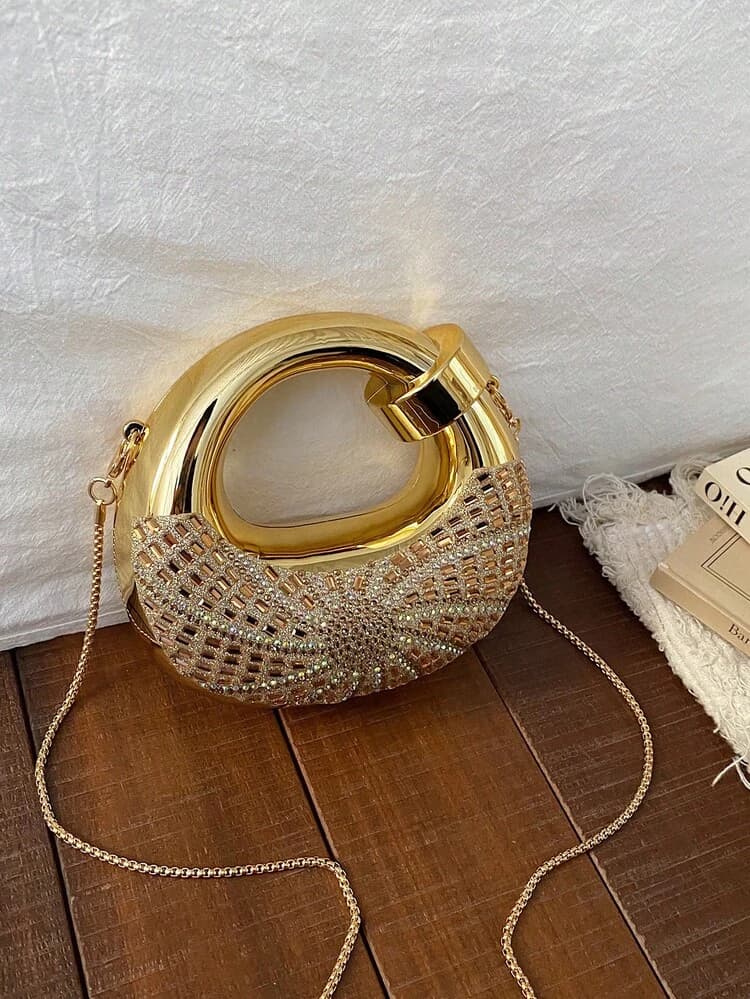 Acrylic Crescent Moon Clutch Bag with Chain detail photo 9 - Mini Bags at ShopKaar