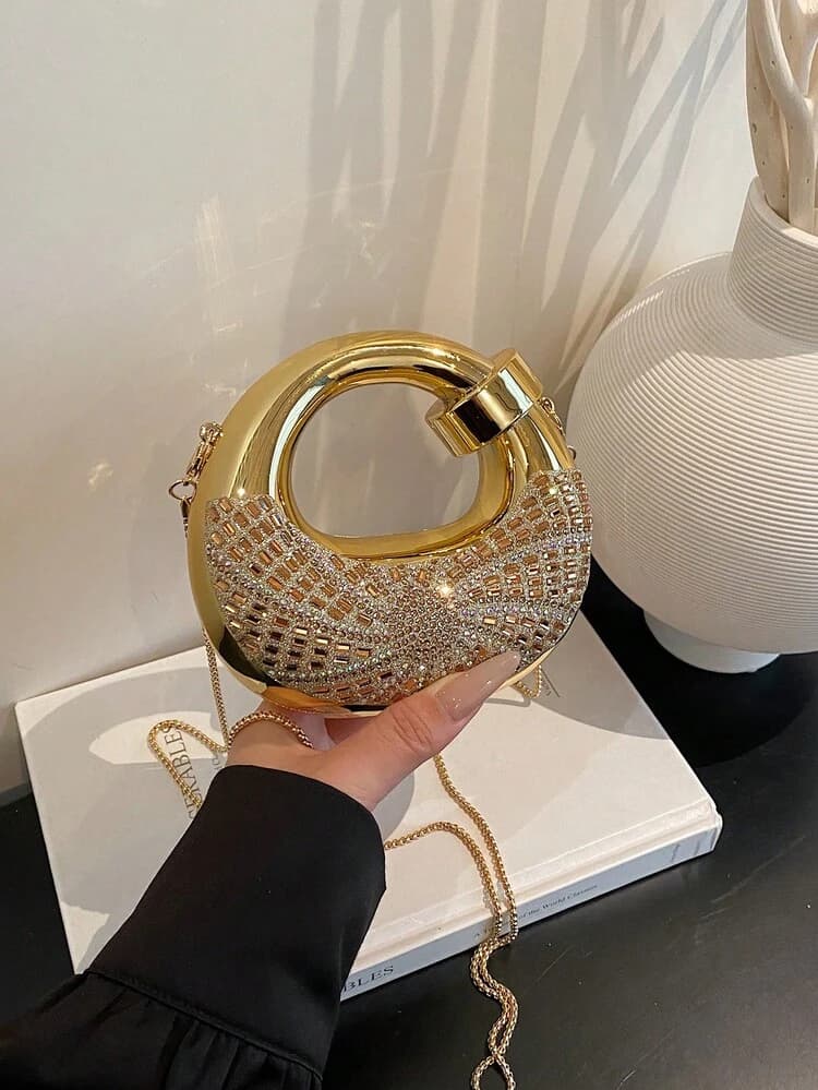 Acrylic Crescent Moon Clutch Bag with Chain detail photo 13 - Mini Bags at ShopKaar