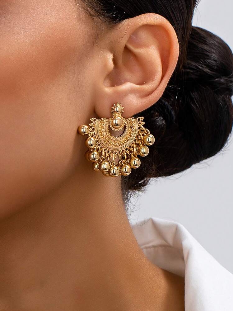 Bohemian Fan Tassel Drop Earrings detail photo 13 - Earrings at ShopKaar