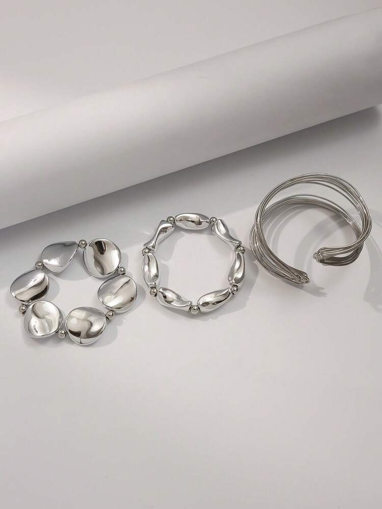 Asymmetrical Bracelet and Bangle Set - 3pcs detail photo 3 - Bracelets at ShopKaar