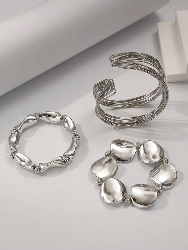 Asymmetrical Bracelet and Bangle Set - 3pcs detail photo 4 - Bracelets at ShopKaar