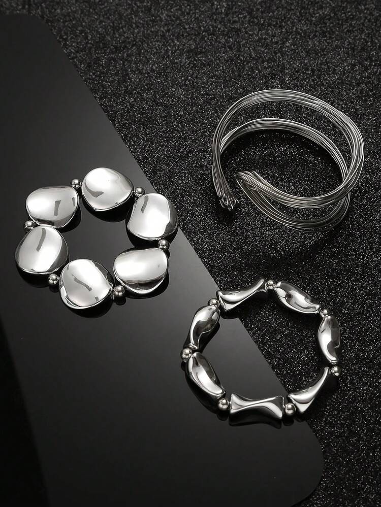 Asymmetrical Bracelet and Bangle Set - 3pcs detail photo 5 - Bracelets at ShopKaar