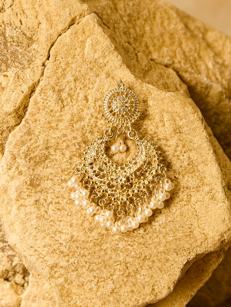 Faux Pearl Tassel Drop Earrings detail photo 5 - Earrings at ShopKaar