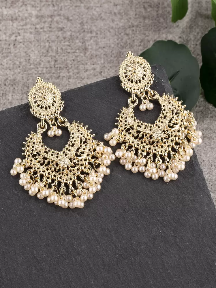 Faux Pearl Tassel Drop Earrings detail photo 9 - Earrings at ShopKaar