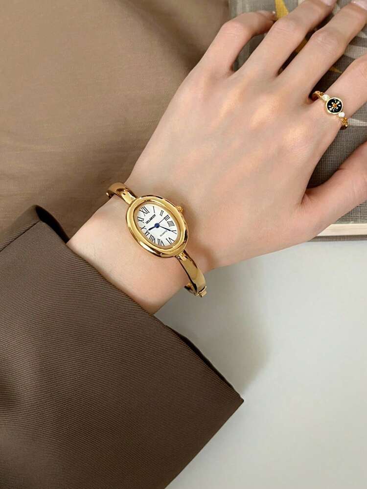 Oval Roman Numeral Bracelet Watch detail photo 3 - Watches at ShopKaar