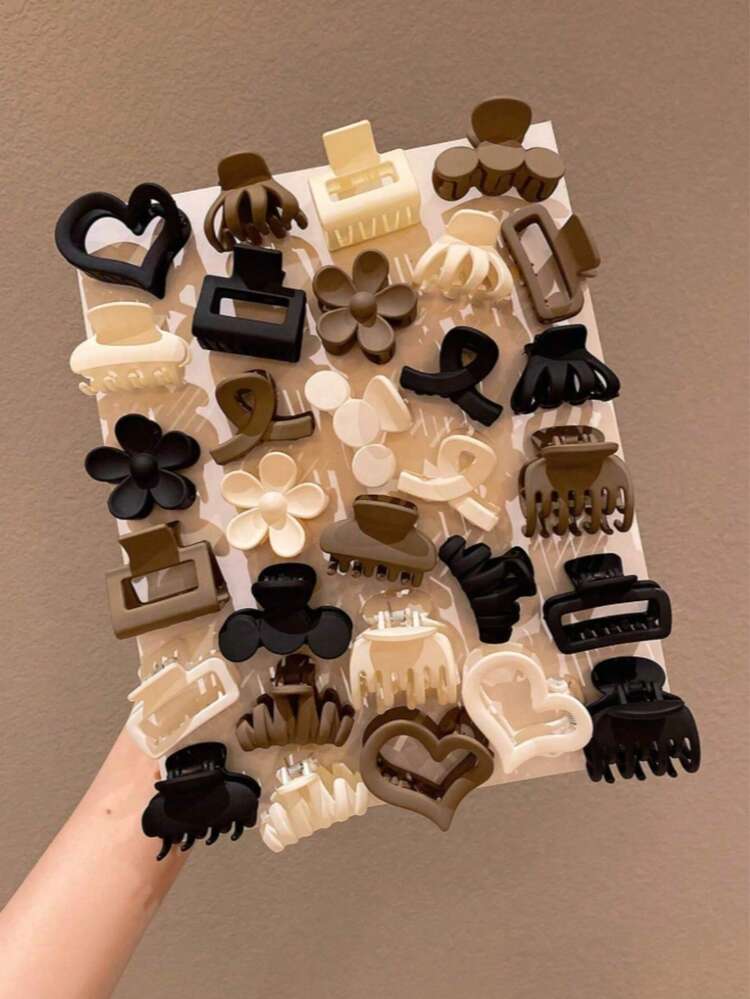 Mini Hair Clips Set in Mixed Brown Tones main product photo - Hair Clips at ShopKaar