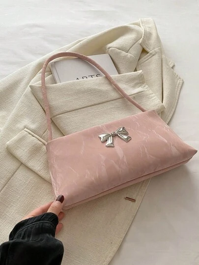 Fashion Ladies Bow Decoration Shoulder Bag , Perfect Valentine's Day Gift For Her, Pink, - view 1