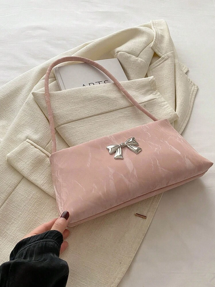 Fashion Ladies Bow Decoration Shoulder Bag , Perfect Valentine's Day Gift For Her, Pink, - view 2