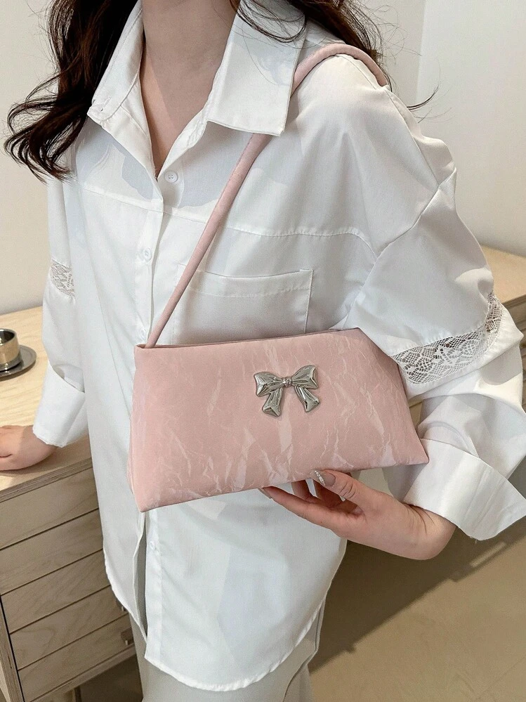 Fashion Ladies Bow Decoration Shoulder Bag , Perfect Valentine's Day Gift For Her, Pink, - view 4