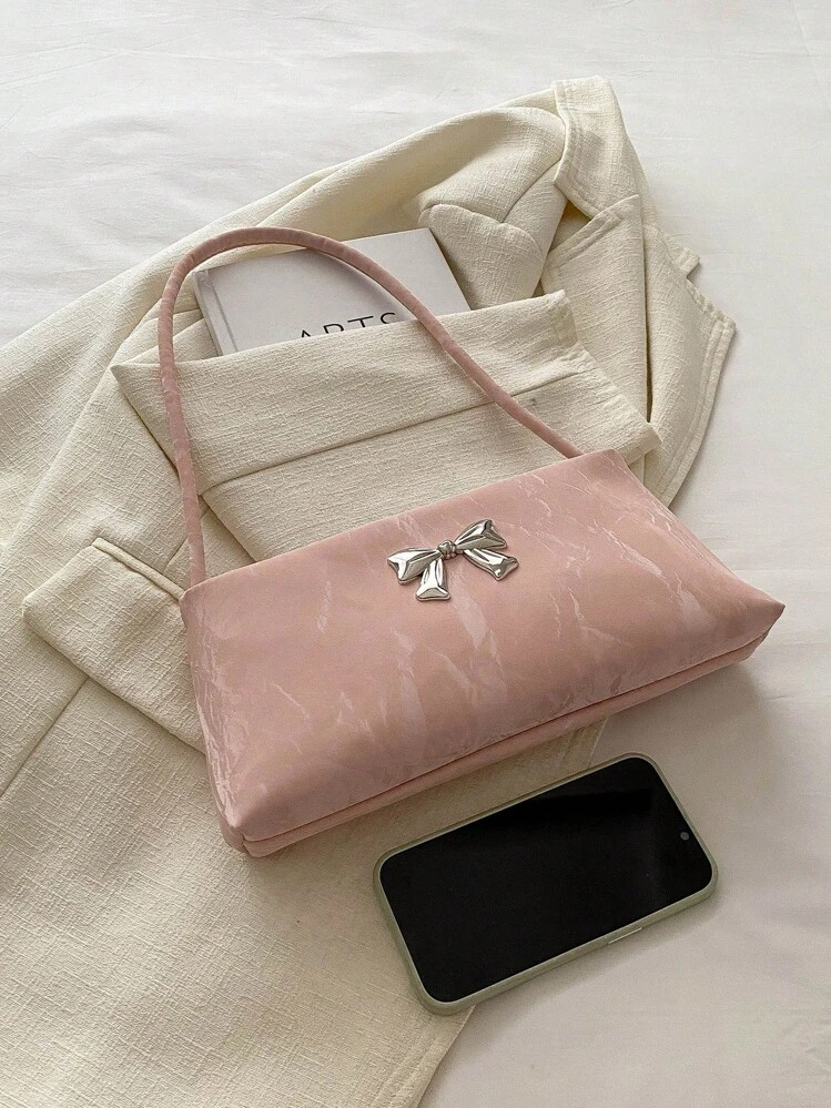 Fashion Ladies Bow Decoration Shoulder Bag , Perfect Valentine's Day Gift For Her, Pink, - view 5