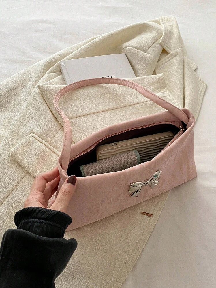 Fashion Ladies Bow Decoration Shoulder Bag , Perfect Valentine's Day Gift For Her, Pink, - view 6