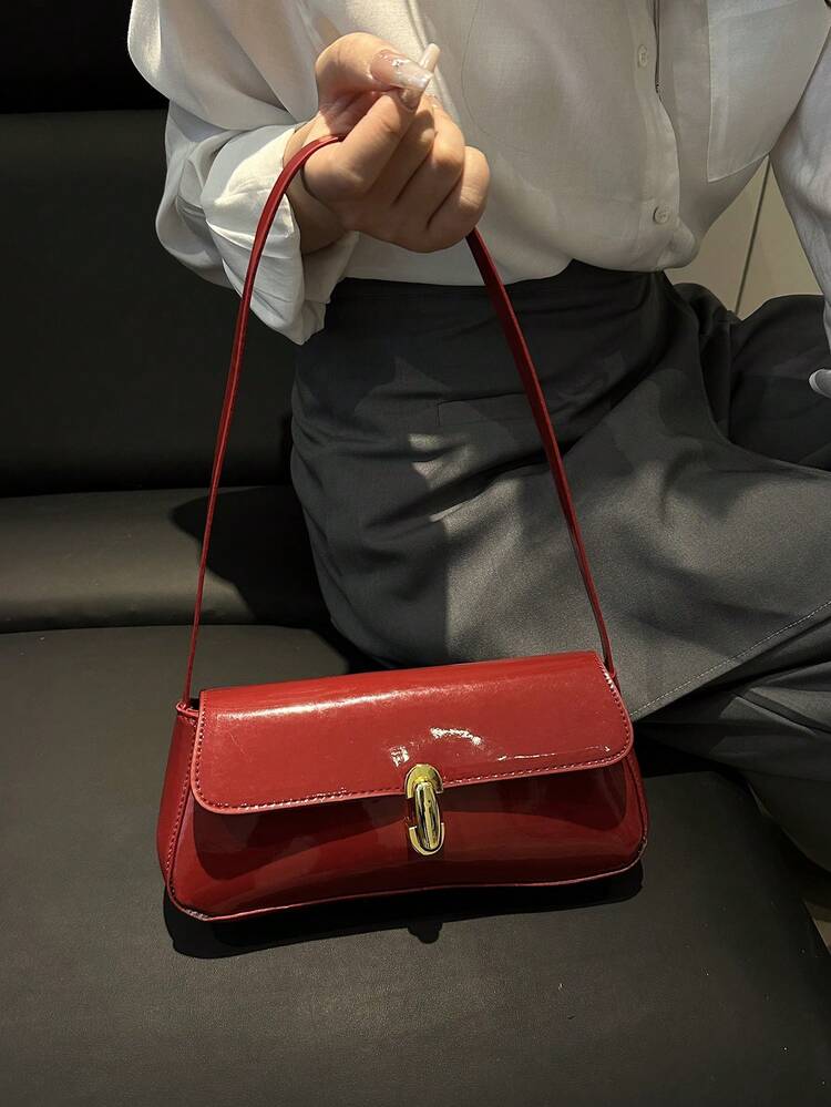 Women's Retro Faux Leather Flap Decor Underarm Shoulder Bag, Suitable For Dates, Outings, Parties And Other Occasions - view 5