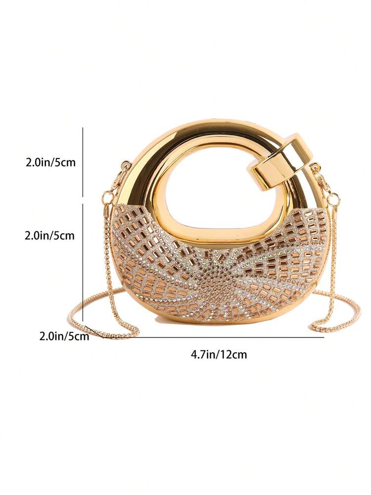 New Acrylic Mini Handbag, Fashion Clutch Purse, Personalized Crescent Moon Shaped Evening Bag With Chain Strap - view 3