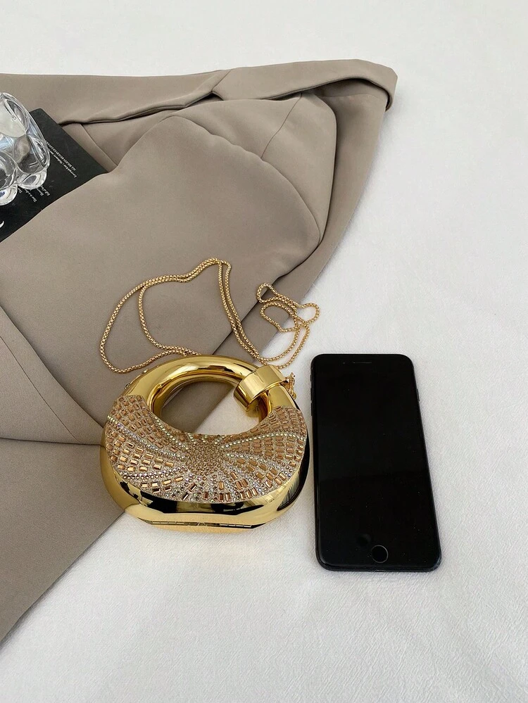 New Acrylic Mini Handbag, Fashion Clutch Purse, Personalized Crescent Moon Shaped Evening Bag With Chain Strap - view 4