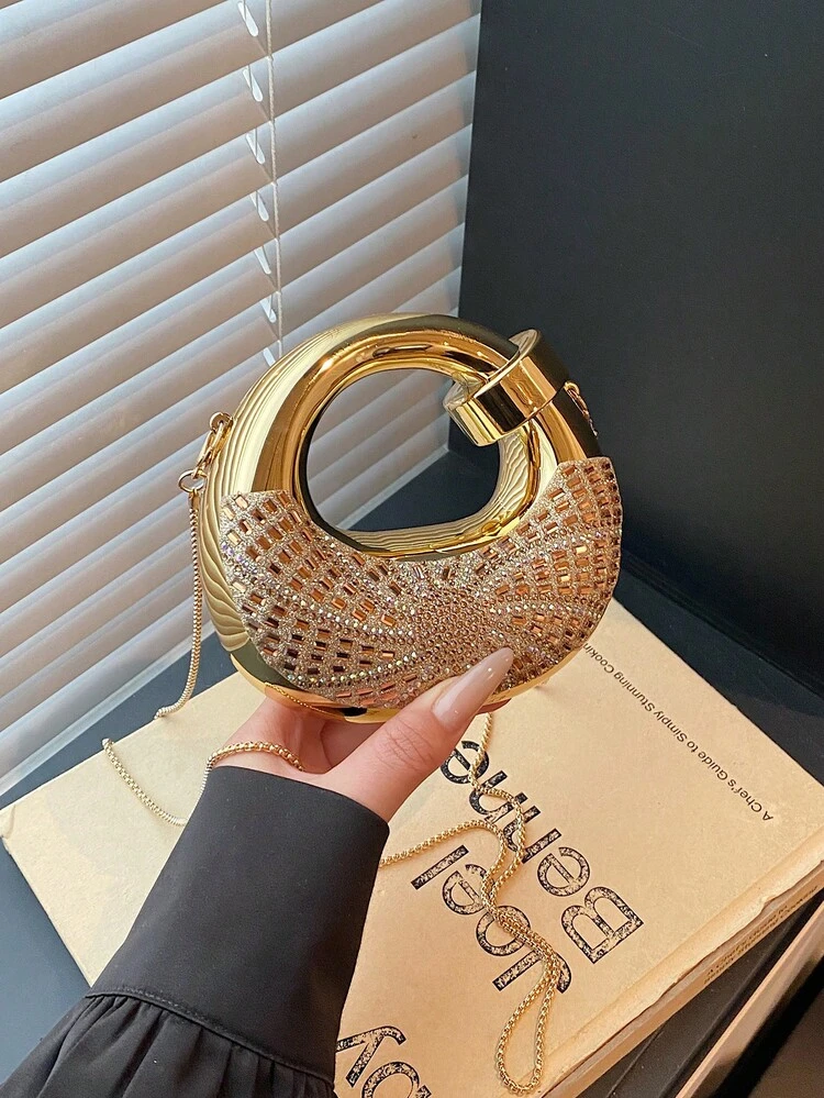 New Acrylic Mini Handbag, Fashion Clutch Purse, Personalized Crescent Moon Shaped Evening Bag With Chain Strap - view 6