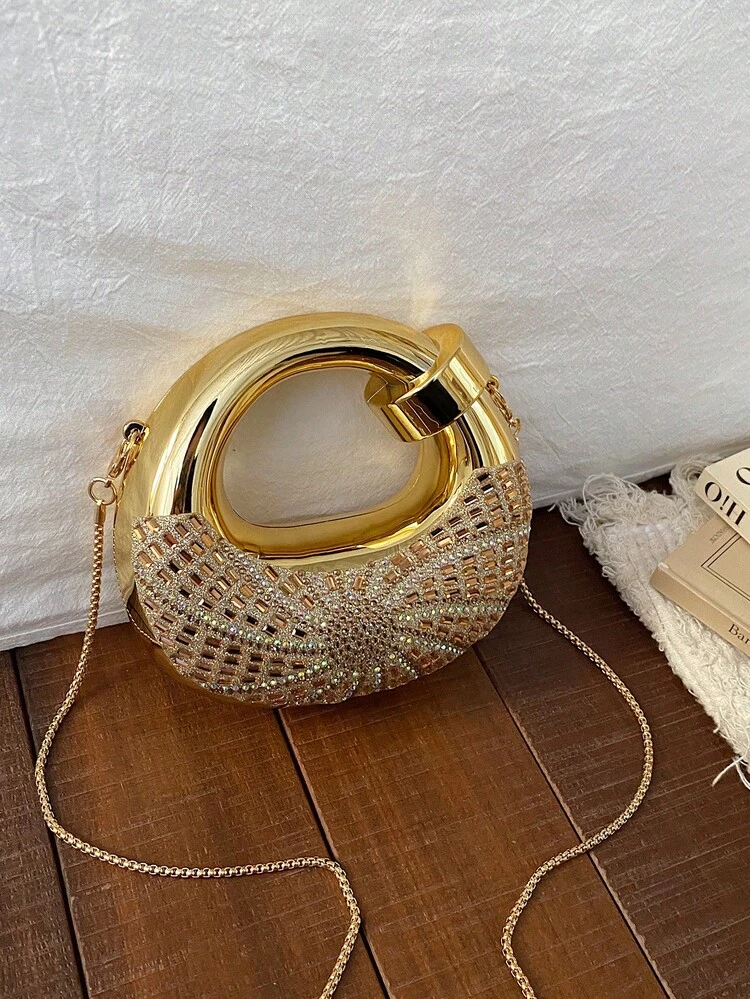 New Acrylic Mini Handbag, Fashion Clutch Purse, Personalized Crescent Moon Shaped Evening Bag With Chain Strap - view 9