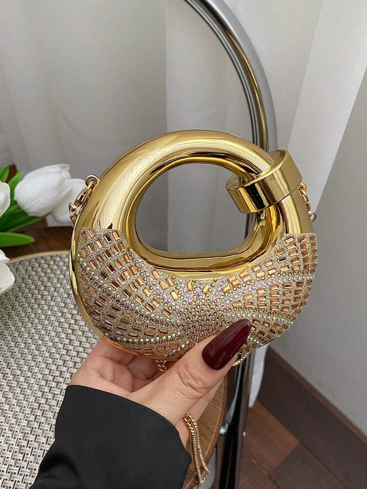 New Acrylic Mini Handbag, Fashion Clutch Purse, Personalized Crescent Moon Shaped Evening Bag With Chain Strap - view 11