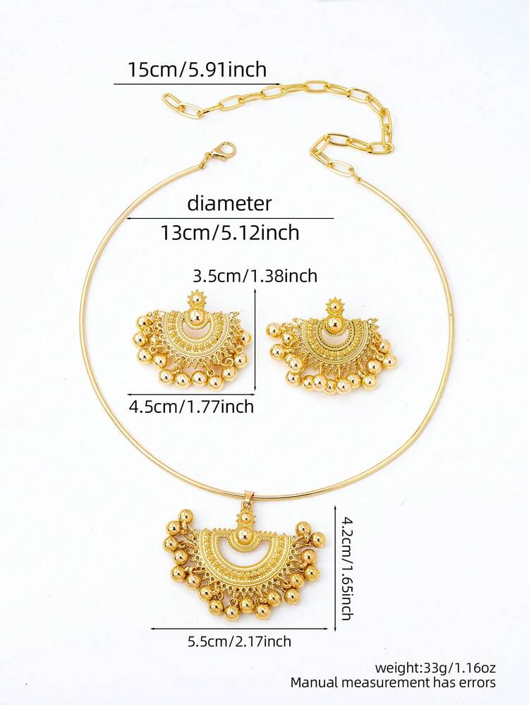 Vintage Hollow Fan-Shaped Elegant Bohemian Style Tassel Pendant Earrings (Excluding Gift Box) - view 11