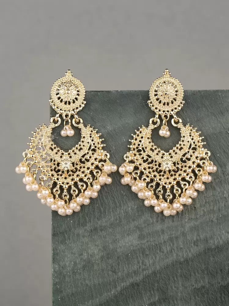 Tropiscape 1pair Glamorous Zinc Alloy Faux Pearl Drop Earrings Tassel Drop Earrings For Women For Daily Decoration Gifts Cottagecore,SummerOutfit - view 7